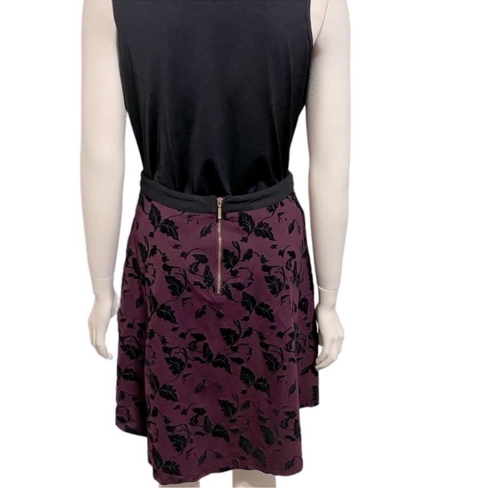 Carmen Marc Valvo Purple Black Velvet Leaf Fall Winter Party Skirts Size 6 - Picture 4 of 11